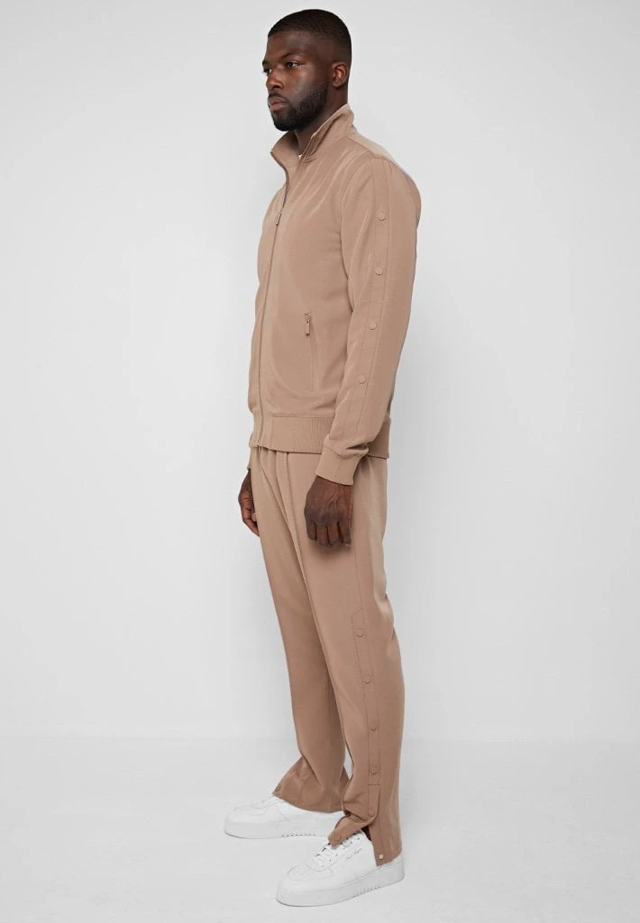 Man Tracksuit Tops TRACKSUITS Matte Popper Track Jacket - Beige