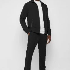 Man Tracksuit Tops Matte Popper Track Jacket - Black TRACKSUITS
