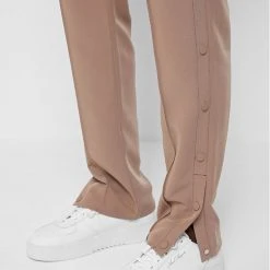 Man Tracksuit Bottoms Matte Popper Track Pants - Beige TRACKSUITS
