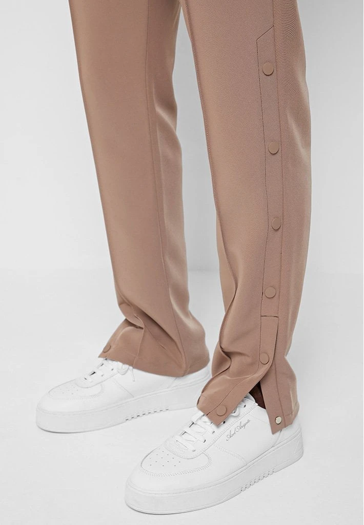 Man Tracksuit Bottoms Matte Popper Track Pants - Beige TRACKSUITS