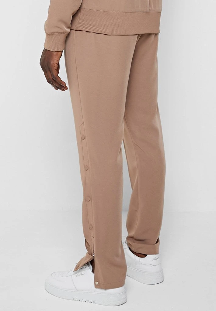 Man Tracksuit Bottoms Matte Popper Track Pants - Beige TRACKSUITS