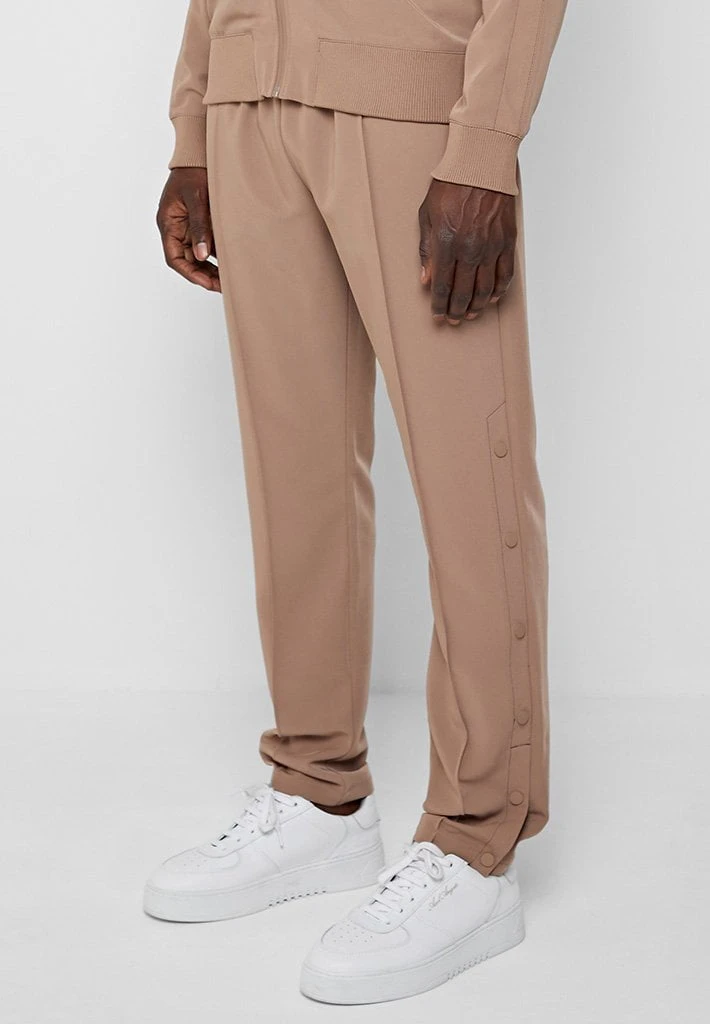 Man Tracksuit Bottoms Matte Popper Track Pants - Beige TRACKSUITS