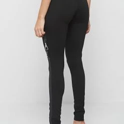 Woman Leggings Matte Vegan Leather Bandage Leggings - Black