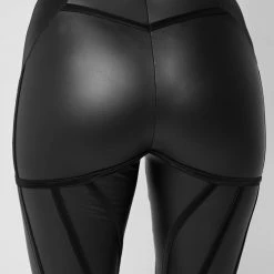 Woman Leggings Matte Vegan Leather Contour Leggings - Black