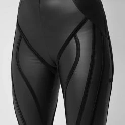 Woman Leggings Matte Vegan Leather Contour Leggings - Black