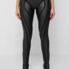 Woman Leggings Matte Vegan Leather Contour Leggings - Black