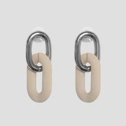 Woman Jewellery Matte & Silver Earrings - Beige