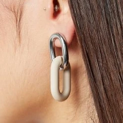 Woman Jewellery Matte & Silver Earrings - Beige