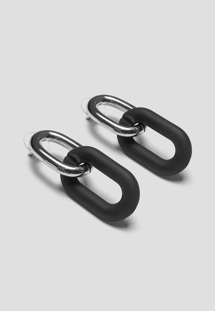 Woman Jewellery Matte & Silver Earrings - Black
