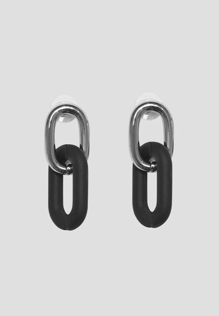 Woman Jewellery Matte & Silver Earrings - Black