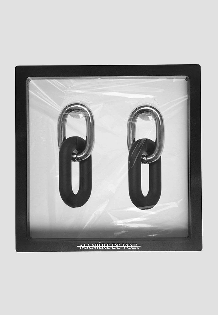 Woman Jewellery Matte & Silver Earrings - Black
