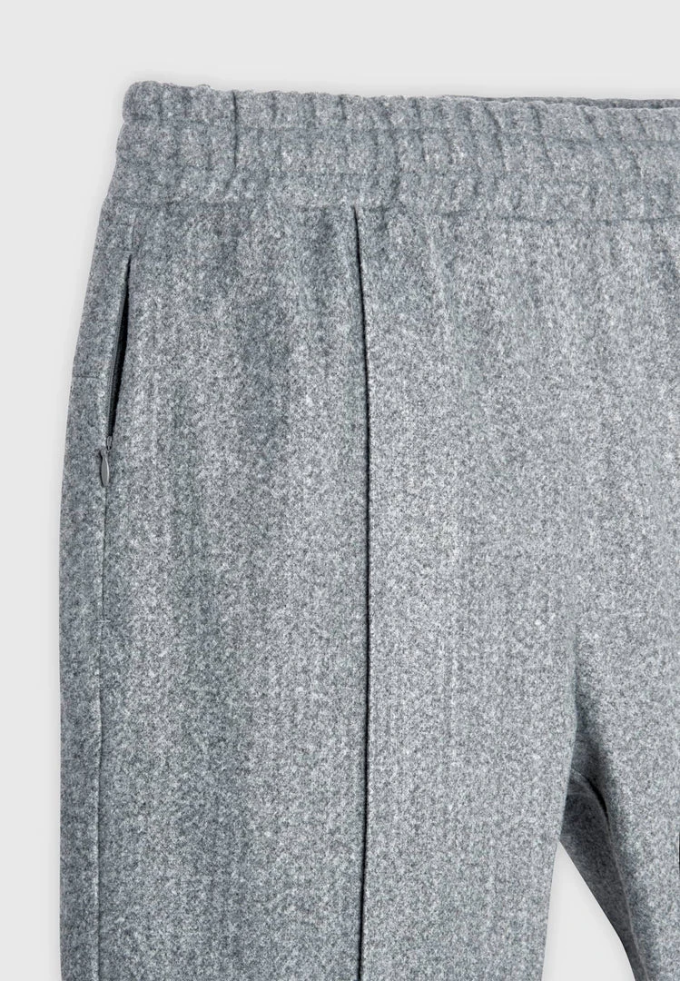 Man Casual Trousers Melange Pintuck Trousers - Grey