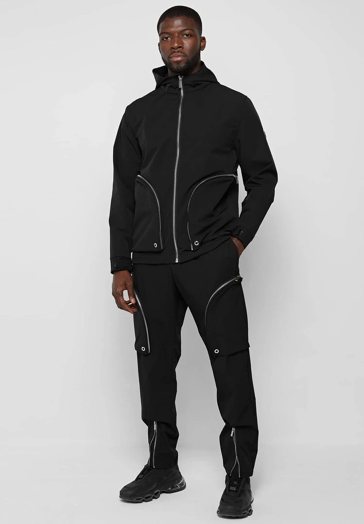 Man Jackets Hooded Zip Through Jacket - Black