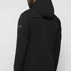 Man Jackets Hooded Zip Through Jacket - Black
