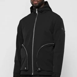 Man Jackets Hooded Zip Through Jacket - Black