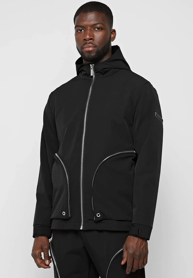Man Jackets Hooded Zip Through Jacket - Black