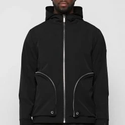 Man Jackets Hooded Zip Through Jacket - Black