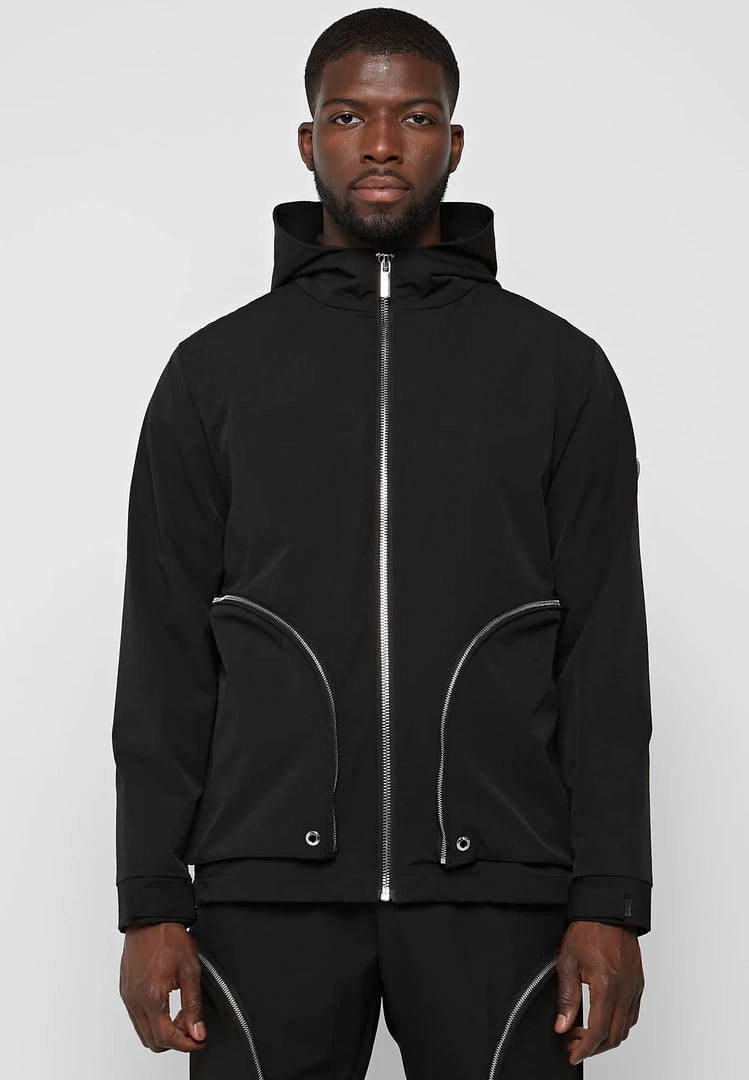 Man Jackets Hooded Zip Through Jacket - Black