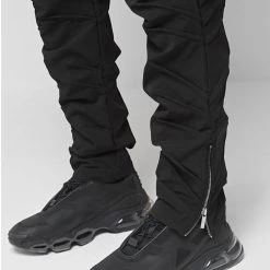 Man Casual Trousers Ruched Cargo Pants - Black