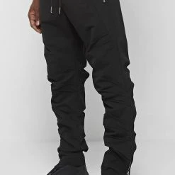 Man Casual Trousers Ruched Cargo Pants - Black