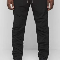 Man Casual Trousers Ruched Cargo Pants - Black