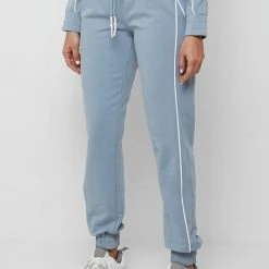 Woman Tracksuits Mesh Waist Banded Joggers - Steel Blue
