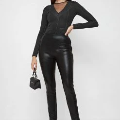 Woman Tops Mesh Blazer Bodysuit - Black BODYSUITS