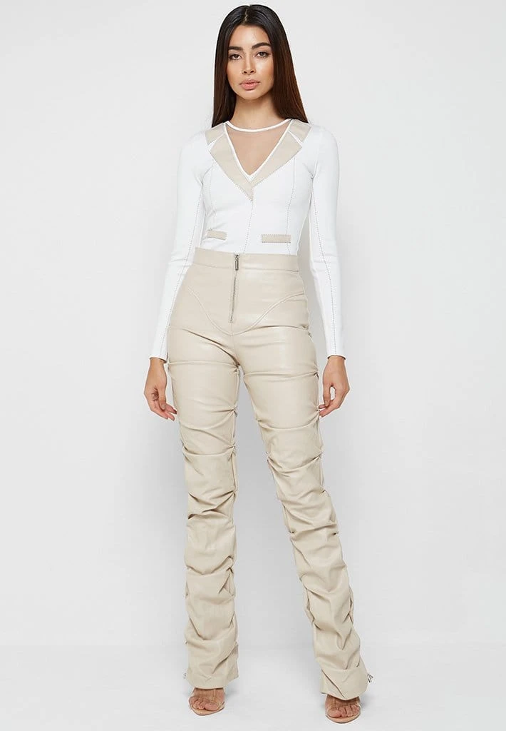 Woman Tops Mesh Blazer Bodysuit - White