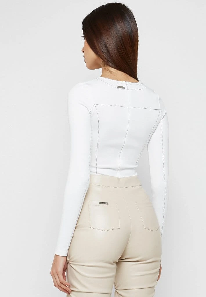 Woman Tops Mesh Blazer Bodysuit - White