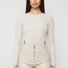 Woman Tops BODYSUITS Mesh High Leg Bodysuit - White