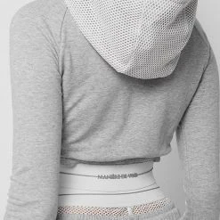 Woman Tracksuits Mesh Hood Banded Hoodie - Grey