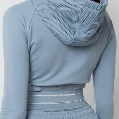 Woman Tracksuits Mesh Hood Banded Hoodie - Steel Blue