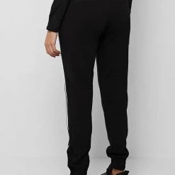 Woman Tracksuits Mesh Waist Banded Joggers - Black