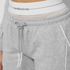 Woman Tracksuits Mesh Waist Banded Joggers - Grey