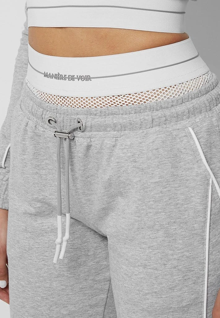 Woman Tracksuits Mesh Waist Banded Joggers - Grey