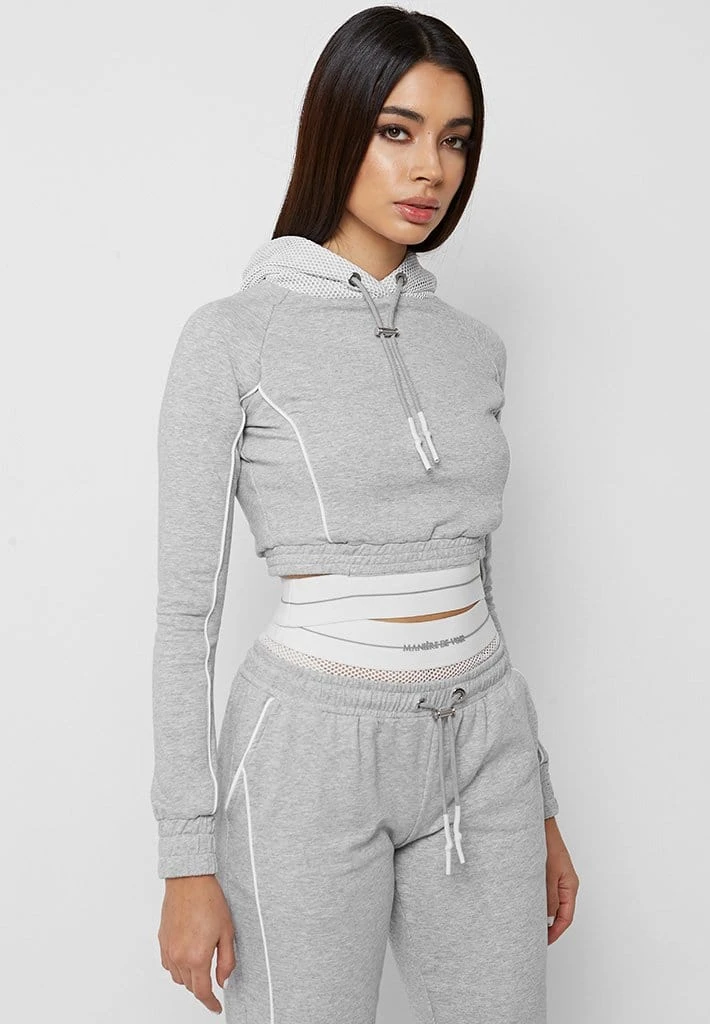 Woman Tracksuits Mesh Waist Banded Joggers - Grey
