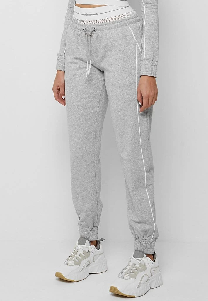 Woman Tracksuits Mesh Waist Banded Joggers - Grey