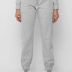 Woman Tracksuits Mesh Waist Banded Joggers - Grey