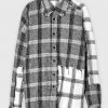 Man Shirts Mixed Check Distressed Shirt - Grey