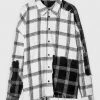Man Shirts Mixed Check Distressed Shirt - Off White