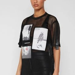 Woman Tops Monroe Mesh Oversized T Shirt - Black
