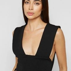Woman Tops Multi-way Ribbed Crop Top - Black