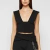 Woman Tops Multi-way Ribbed Crop Top - Black