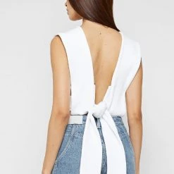 Woman Tops TOPS & T SHIRTS Multi-way Ribbed Crop Top - Off White