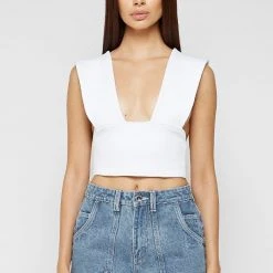 Woman Tops TOPS & T SHIRTS Multi-way Ribbed Crop Top - Off White