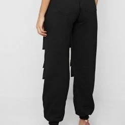 Woman Tracksuits Neoprene Cargo Pocket Joggers - Black