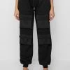 Woman Tracksuits Neoprene Cargo Pocket Joggers - Black