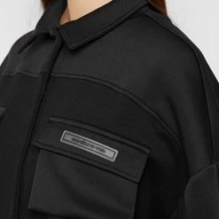 Woman Tracksuits Neoprene Cargo Shacket - Black JACKETS