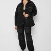 Woman Tracksuits Neoprene Cargo Shacket - Black JACKETS