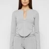Woman Tops Neoprene Double Zip Top - Iced Grey TOPS & T SHIRTS